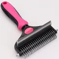 Rastrello districante 2 in 1 rosa professionale e pettine per la cura dei peli dei cani - Piccolo (17 Districante + 29 Denti) / Rosa