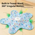 Interactive electric hunting cover cat toy featuring rotating feathers and a blue fish pattern - Five-Star Fish Style / 300mAh With 2 Teaser Wands