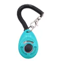 Teal pet dog training clicker with black button and coil wrist strap for dog training - Lake Blue