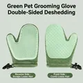 Guanto verde bifacciale per la toelettatura e la rimozione dei peli di gatto e pettine - Guanto per Toelettatura a Doppia Faccia / Verde chiaro