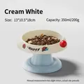 Cream white elevated pet food bowl with a light blue base and red ball decoration - White [Plastic Model] Elevated Base