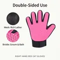 Guanto per toelettatura rosa mano destra con denti in silicone e rete per massaggio gatti - Right Hand Glove / Rosa