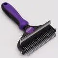 Pettine rastrello professionale viola 2 in 1 per la cura e toelettatura dei cani - Piccolo (17 Districante + 29 Denti) / Viola