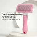 Ergonomische pinke selbstreinigende Tierhaarbürste für Hunde und Katzen, 19,5 cm - Quadratische Zupfbürste / Quadratisch - Rosa