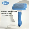 Blaue selbstreinigende Zupfbürste für Hunde und Katzen mit Ein-Klick-Haarentfernungsfunktion - Quadratische Zupfbürste / Quadratisch - Blau