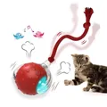 Jouet yoyo interactif pour chat avec chant d'oiseau et lumière LED bleue - Balle Texturée à Son d'Oiseau / Rouge