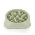 Olive green slow feeder dog bowl with maze pattern to prevent choking and bloating - Pet Slow Feeder Bowl (Green)
