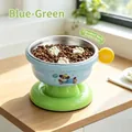 Erhöhter blau-grüner Edelstahlnapf für Haustiere mit Nackenschutz und Dopamin-Farbe - Kuchen / Edelstahlschale / Blaugrün