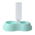 Automatic pet waterer and feeder double bowl in light blue with gravity bottle - Pet Water and Food Bowl (Sky Blue)