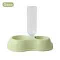 Portable automatic pet waterer and double bowl feeder in light green - Pet Water and Food Bowl (Green)