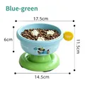 Erhöhter blau-grüner Futternapf für Haustiere mit rutschfestem Hochfußdesign für Katzen - Kuchen / Plastikschüssel / Blaugrün