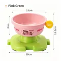 Erhöhter rutschfester Napf für Katzen und Hunde in Pink und Grün, 18 cm Durchmesser - Patchwork / Plastikschüssel / Rosa und Grün