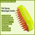 Grüne elektrische Tierspray-Massagebürste mit weichen Silikonzähnen für Hunde - Mango Sprühkamm / Wiederaufladbar-Silikonzähne / Grün