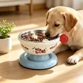 Robuster erhöhter Edelstahlnapf in Blau und Weiß für Katzen und Hunde geeignet - Kuchen / Edelstahlschale / Blau und Weiß
