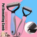 Peigne de déméloire professionnel double face pour chiens et chats en rose et bleu - Petit Râteau Démêlant / Rose