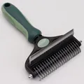 Rastrello professionale 2-in-1 per la rimozione dei nodi e pettine per cani e gatti - Piccolo (17 Districante + 29 Denti) / Verde malachite