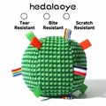 Balle en peluche verte durable de haute qualité pour chien avec rubans arc-en-ciel colorés - Balle à Grelot (Jouet Siffleur) / Vert