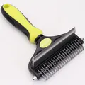 Pettine professionale 2 in 1 per la rimozione dei nodi con impugnatura gialla per cani - Piccolo (17 Districante + 29 Denti) / giallo fluorescente