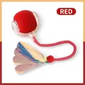 Interactieve rode kattenspeelgoed bal met een reflecterende veren staart voor pets - Stijl met Libellenstaart / Rood