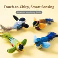 Jouets réalistes en peluche pour oiseaux avec capteur sonore intelligent pour chats - Oiseau de Simulation (Rouge-gorge Bleu)
