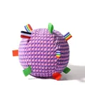 Jouet balle en peluche texturée pour animaux, violet et rose avec étiquettes ruban - Balle à Grelot (Jouet Siffleur) / Violet