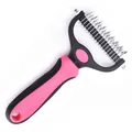 Pettine professionale rosa per animali con lame in acciaio inossidabile a due lati - Rastrello per Sottopelo in Acciaio Inox / Taglia L / Rosso rosa