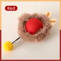 Interactieve trillende rode pluche bal voor honden en katten met gele pompon-detail - Slimme Wake-up Pluche Stijl / Rood