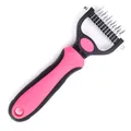 Pettine per toelettatura rosa e nero per districare i peli lunghi di cani e gatti - Rastrello per Sottopelo in Acciaio Inox / Taglia S / Rosso rosa