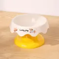 Hochwertiger erhöhter Futternapf in lebhaften Weiß- und Gelb-Dopamin-Farben - Wellen-Stil / Plastikschüssel / Weiß