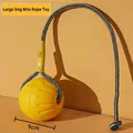 Balle de jeu à mâcher jaune pour chien avec corde tressée solide, grand diamètre de 9 cm - Balle d'Entraînement avec Corde / 9cm / Jaune
