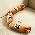 Jouet en peluche pour chien en forme de saucisse avec expressions emoji, section de 12 cm - Saucisse Sifflement à 3 Sections / 12cm Par Section / Marron
