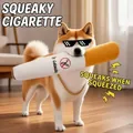 Jouet en peluche sonore pour chien en forme de cigarette amusante pour mâcher et jouer - Jouet en Forme de Cigarette (Grand) / 33x6cm / Blanc/Orange