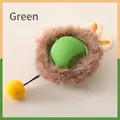 Interactief pluche kattenspeelgoed met groene geribbelde bal en bruin kunstbont - Pluche Stijl / Groen