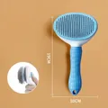 Blue self-cleaning slicker brush for cats and dogs, 19cm x 10cm pet grooming tool. - TPR Self-Cleaning Slicker Brush / OPP Bag / Blue