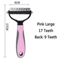 Große rosa Tierhaarbürste für Hunde und Katzen mit 17 Zähnen und ergonomischem Griff - Groß (17 Zähne) OPP-Beutel / Rosa