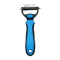 Brosse de toilettage professionnelle bleue pour chiens et chats, idéale pour enlever les poils - Râteau de Toilettage Double Face / Petit (Carte Blister) / Bleu