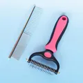 Haustierpflege-Set mit pinkfarbenem Entfilzungskamm und Edelstahlkamm für Katzen - L / Knot Removal Rake and Pin Comb Set / Fuchsia