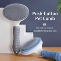 One-click cleaning pet deshedding brush for cats and dogs in blue and white colors - Self-Cleaning Needle Comb / OPP Bag / Gray