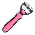 Professionelle zweiseitige Haustier-Unterfellbürste mit ergonomischem pinkfarbenem Griff - Einseitiger Entfilzungsrechen / Klein-Rosarot-OPP Beutel