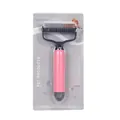 Zweiseitige Entfilzungsharke für Haustiere mit rosa Antirutschgriff in Verpackung - Entfilzungskamm / Rosa-Groß-Kartenverpackung