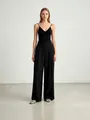 Minimalist black high-waisted wide-leg trousers for a professional commuter look - S / Bottoms / Black