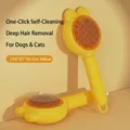 Spazzola autopulente gialla per cani e gatti con setole in acciaio inossidabile - Pettine per Rimozione Peli Orecchie di Coniglio / 198*87*46mm / Giallo