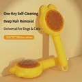 Spazzola autopulente gialla per peli di cani e gatti, strumento professionale per toelettatura - Spazzola per Animali Orecchie di Coniglio / Giallo