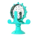 Jouet distributeur de croquettes interactif turquoise avec base à ventouse forte - Grande Roue / Bleu