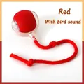 Rode interactieve speelgoedbal voor huisdieren met vogelgeluiden en knoop touw detail - Met Vogelgeluid (Aangepast) / Rood