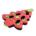 Christmas tree shaped dog puzzle toy slow feeder in red and green festive colors - Christmas Tree Red