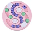 Pink S-shape pet puzzle feeder with colorful sliding pieces for cat and dog foraging - Round Maze / Pink