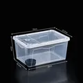 Transparente Reptilienzuchtbox mit Belüftung und Maßen 33 cm x 22,5 cm x 15 cm. - Mittel (Mit Futternapf) / Klarweiß