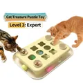 Jouet interactif puzzle pour chat de niveau 3 et mangeoire lente pour chats d'intérieur - Niveau Expert (MMCB-01) / Jaune Pâle/Beige