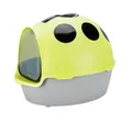 Seven-spot ladybug shaped enclosed cat litter box with green cover and grey base - Paint / Yellow